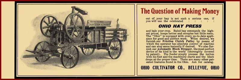 1905 Ohio Cultivator Hay Press – Bellevue NEW Metal Sign 6″x18″ Free Shipping