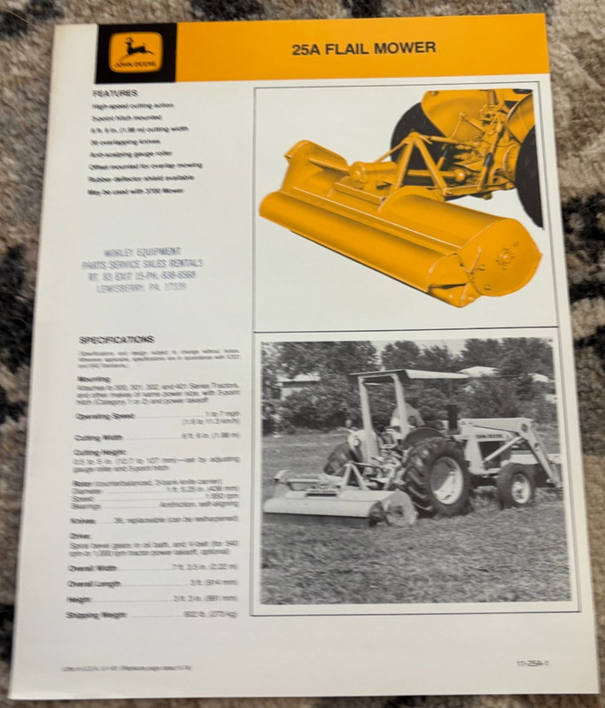 John Deere 25A Flail Mower For 1981 Brochure CWPA26