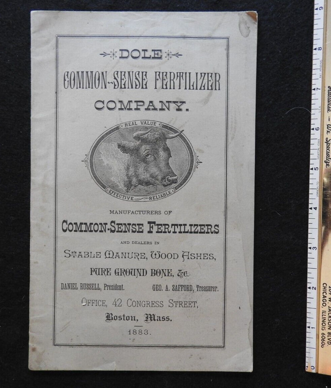 1883 Dole Common-Sense Fertilizer Co Joseph Breck & Sons Seeds Boston MA CATALOG