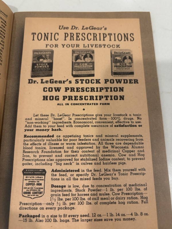 Vintage Dr LeGear Live Stock Manual Poultry Guide Farm Advertising Booklet 25c gallery