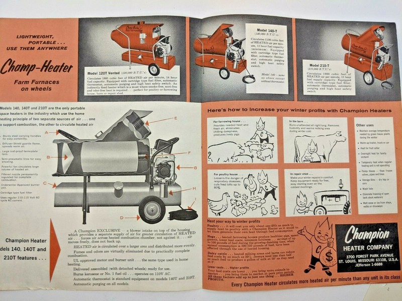 Champ-Heater VTG Brochure Advertisement 1967 St Louis MO Antique Farm Furnaces gallery