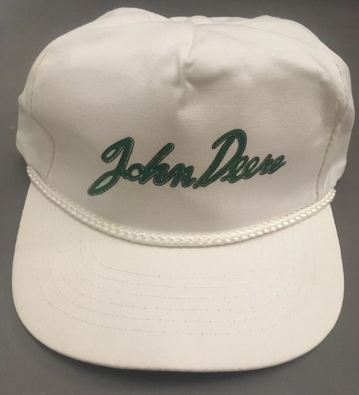 Vintage Rare John Deere Tractor Adjustable Hat Cap Cursive Writing Clean 70s 80s
