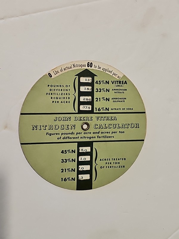 Original John Deere Vitrea Nitrogen Calculator 45% Tulsa Oklahoma Original