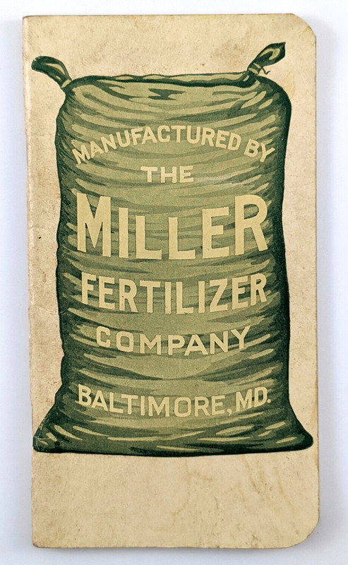 Vintage Advertising Notepad Miller Fertilizer Co Baltimore MD 1930
