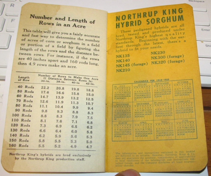 Vintage Agriculture Northrup King KingsCrost Hybrid Seed Corn memo book 1958 gallery