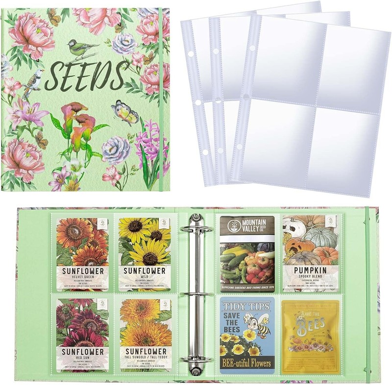 Seed Organizer Garden Seeds Storage Binder - 25 Pocket Sheet Protectors - 11x12" gallery