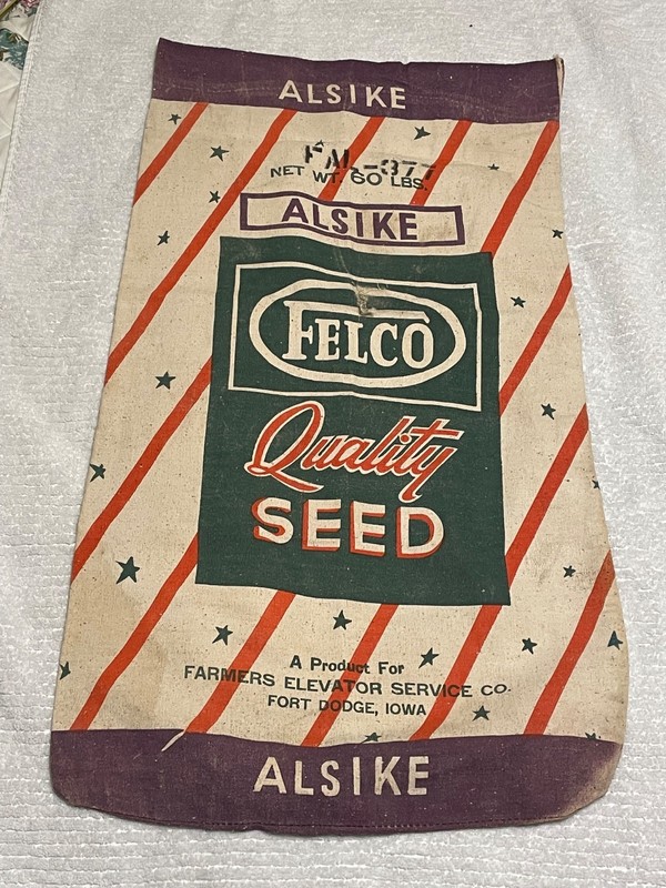 Felco Quality Seeds Blue Stars Red Stripes 60 Pound Cloth Seed Bag As Seen