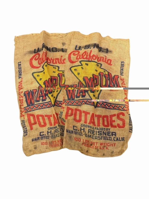 2 Vtg Wampum Brand Potato Bag C H Reisner Bakersfield Cali Potatoes Arrowhead