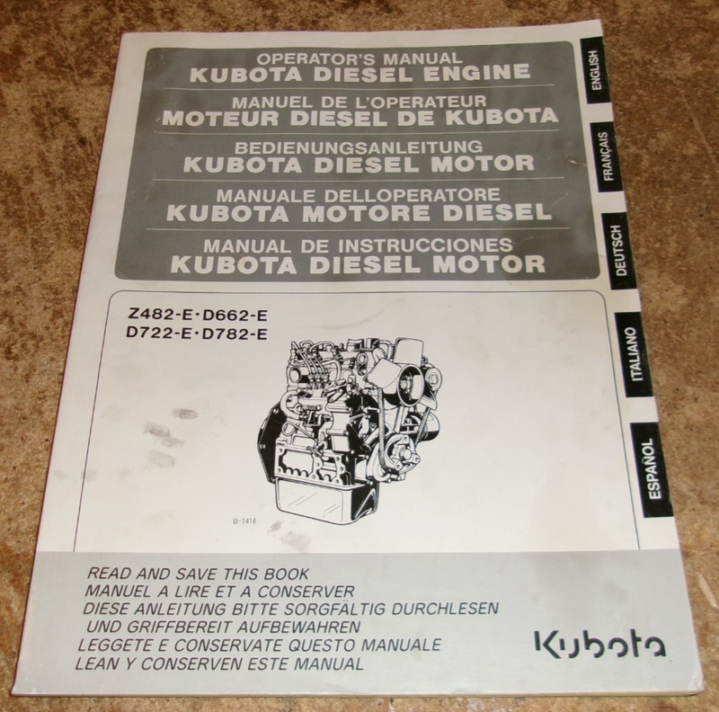 vintage kubota diesel engine operators manual good used