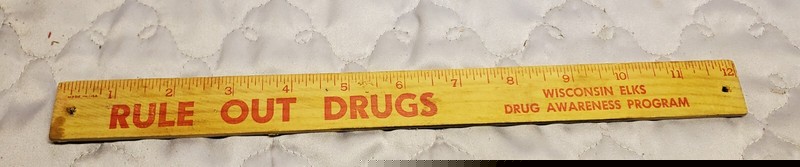 Wisconsin Elks Advertising 12″ Wood Ruler Drug Awareness Program