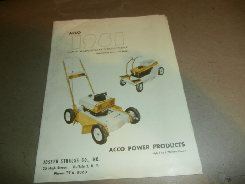 Vintage 1961 ACCO Lawn Mowers Brochure Joseph Strauss Co Buffalo NY