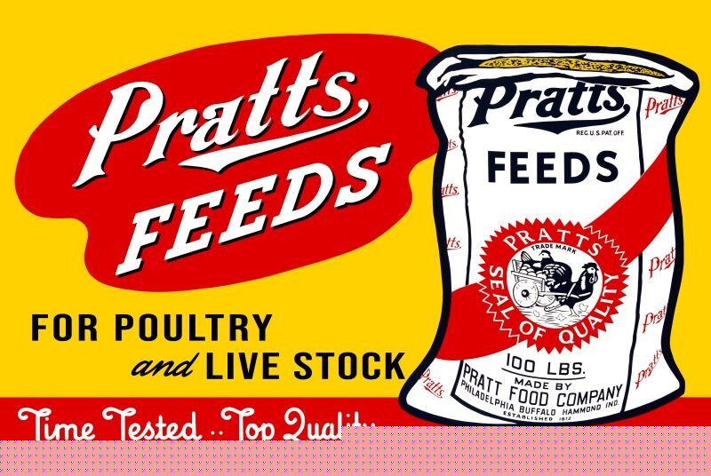 Pratts Feeds by Pratt Food Company NEW Sign-16×24″ USA STEEL XL Size