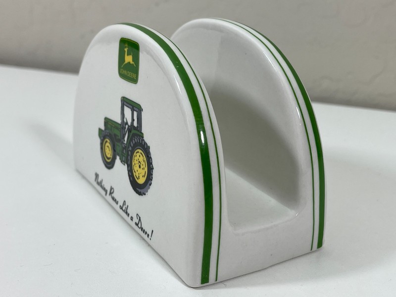 John Deere Tractor Napkin Holder White Ceramic Gibson Nothing Runs Like a Deere gallery