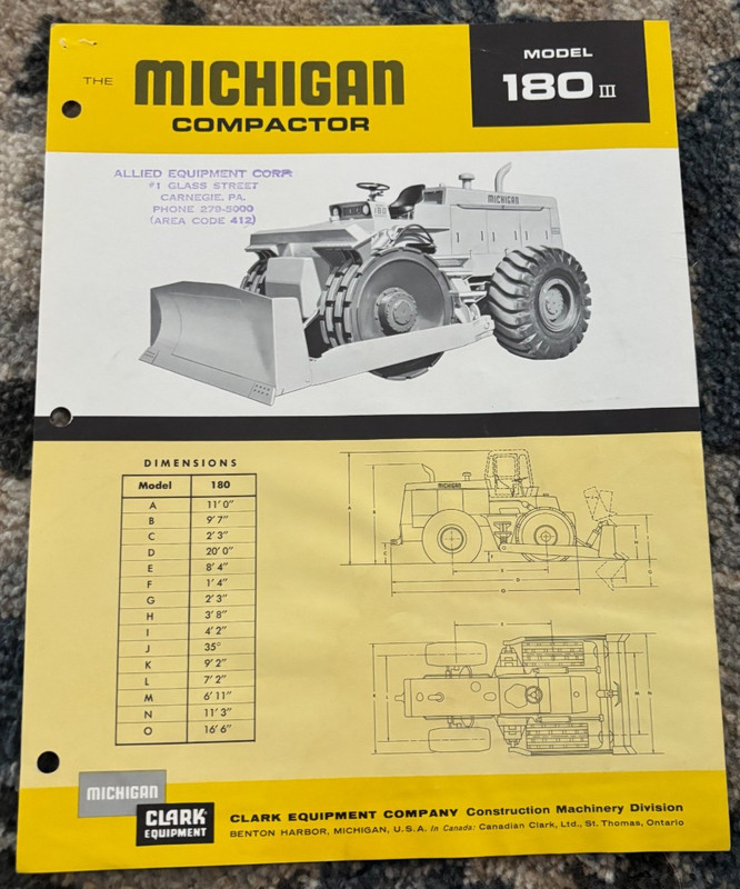 Michigan Model 180 Series III Tractor Dozer Brochure AMIL25 ver2