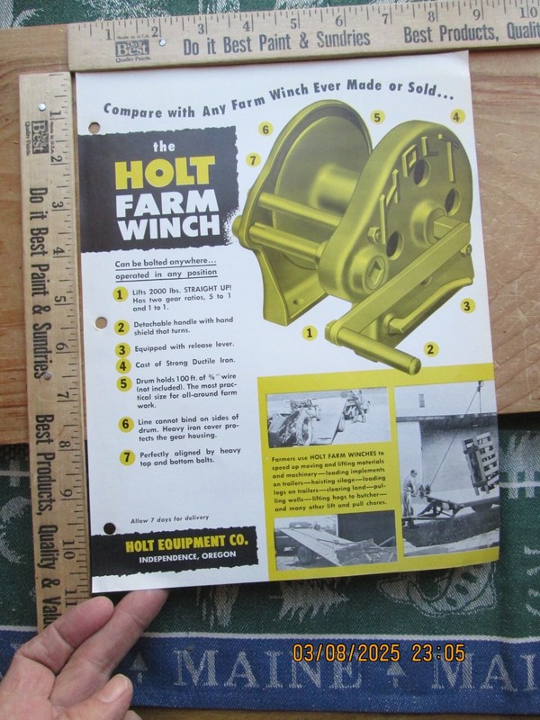 holt farm winch holt equipment co. 1 page 2 sides