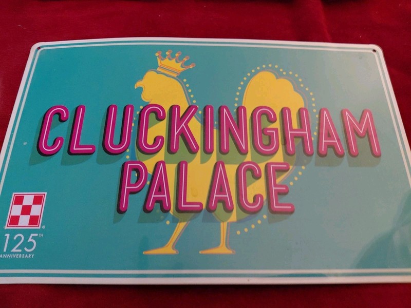Purina chicken coop metal sign Cluckingham Palace 125 Anniversary NEW gallery