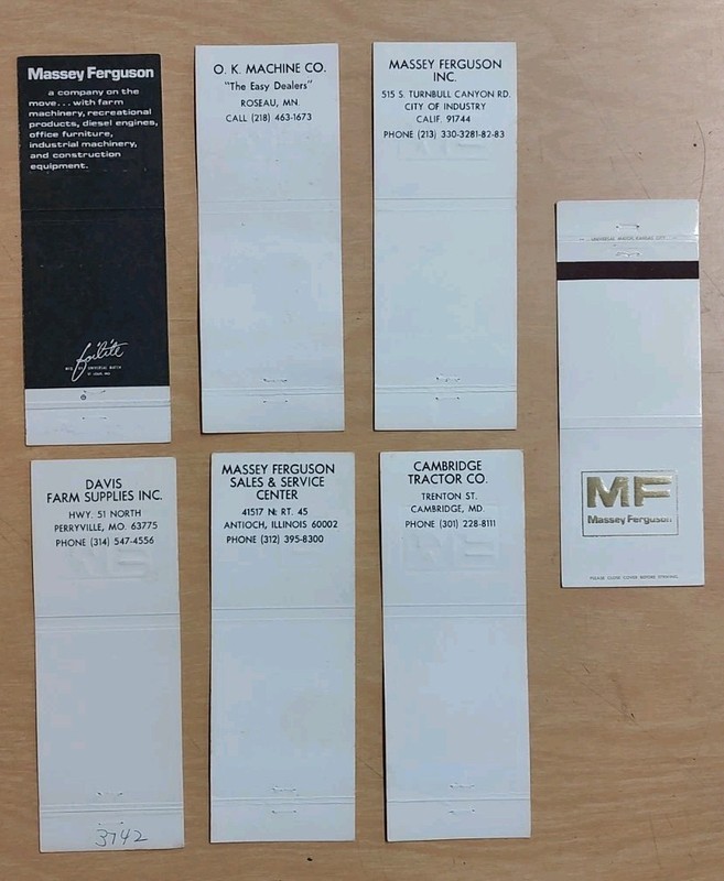 MASSEY FERGUSON TRACTOR MATCHBOOK Cover Lot Foilite Cambridge Tractor Co MD City