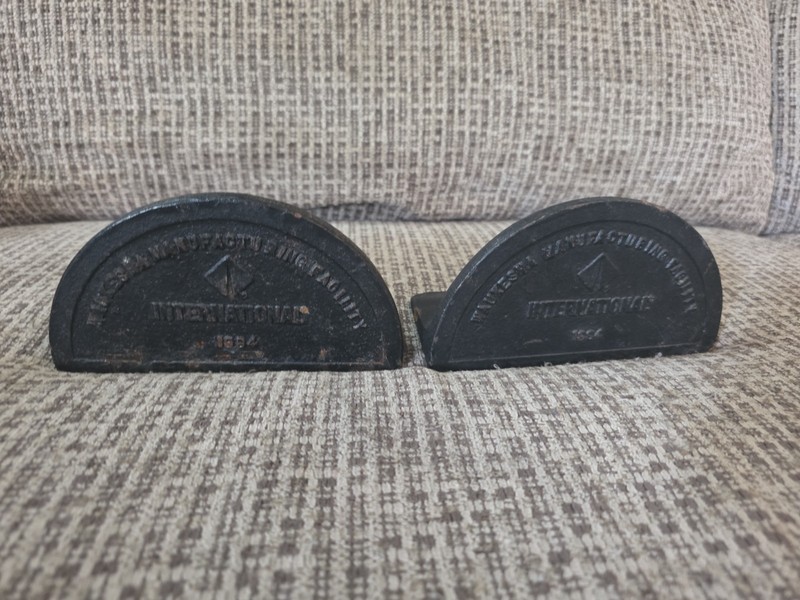 International Harvester IH Waukesha Manufacturing Facility Cast Iron Bookends