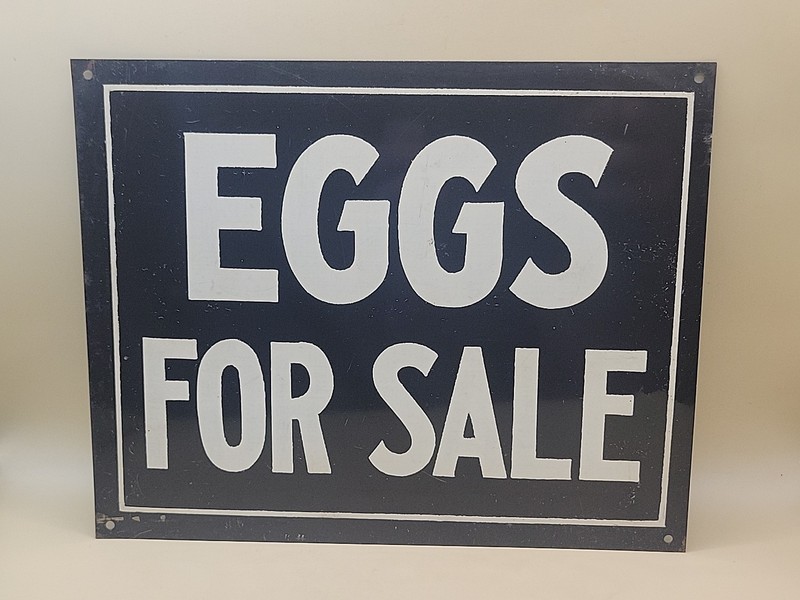 EGGS FOR SALE Metal Sign black White 10″×8″ Great Font Painted Original Bx23