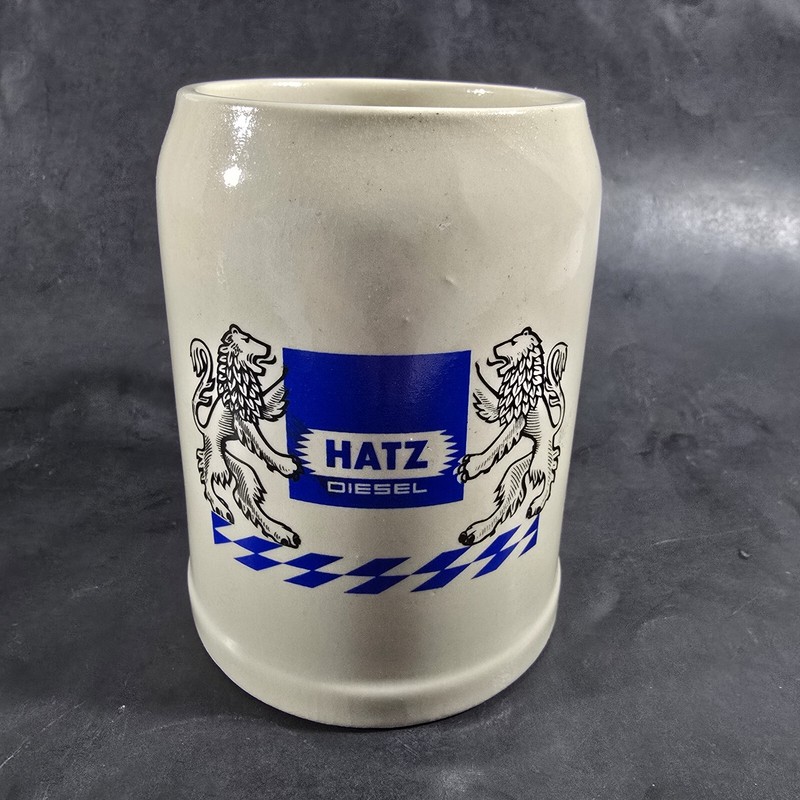 VTG RARE HATZ Diesel Tractor Engine Advertising Stoneware Beer Mug Stein 0.5L