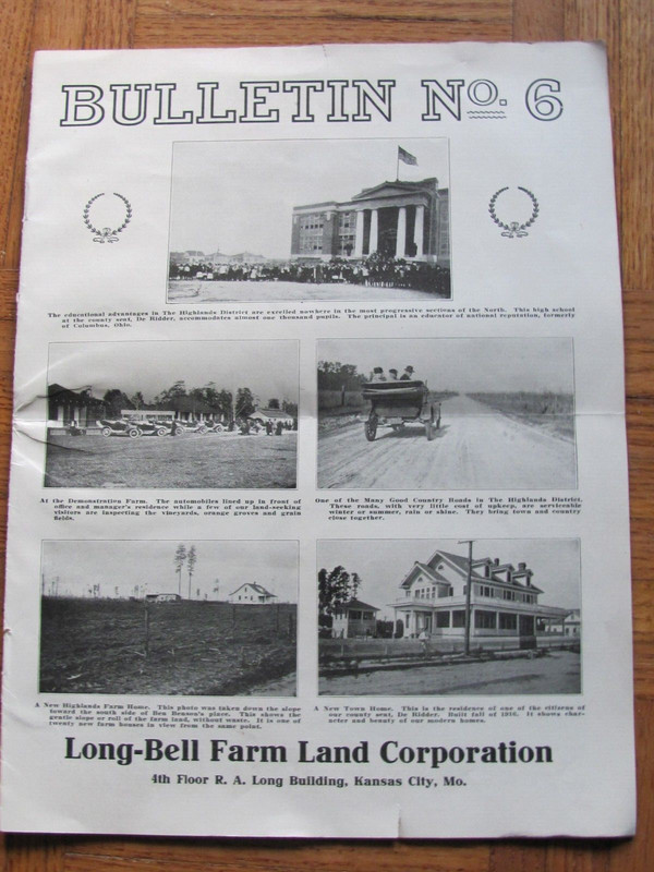 1910’S SALE BROCHURE HIGHLANDS LOUISIANA LAND BY LONG BELL FARM LAND CORP