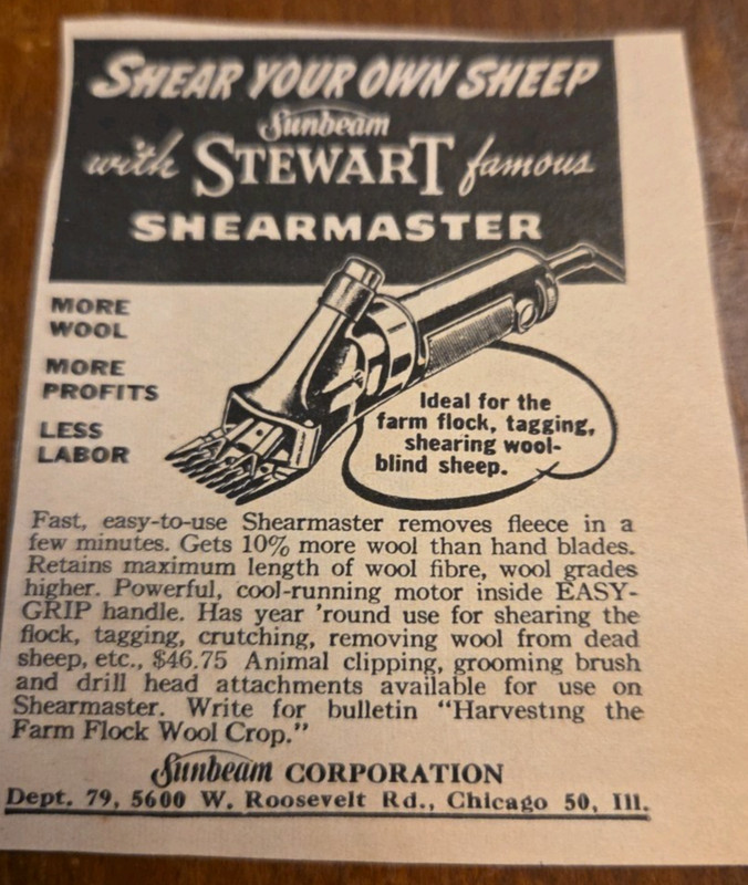1953 Sunbeam Stewart Shearmaster Shear Own Sheep More Wool Vintage Print Ad gallery
