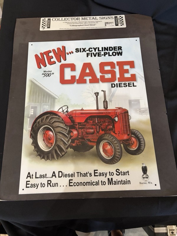 Tractor Tin Sign Case 500 Diesel Farm Ad 6 Cyl 5 Plow