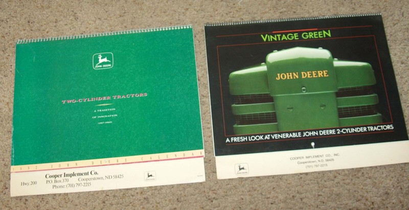 John Deere tractors tractor calendar LOT OF 2 vintage 1988 two-cylinder