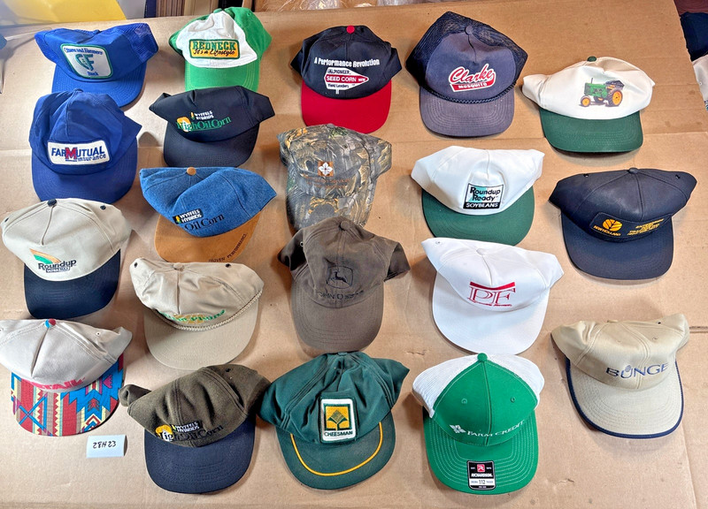 BIG Farming Agriculture Cap Lot John Deere Tractor PG vintage Strap Hat 28H23