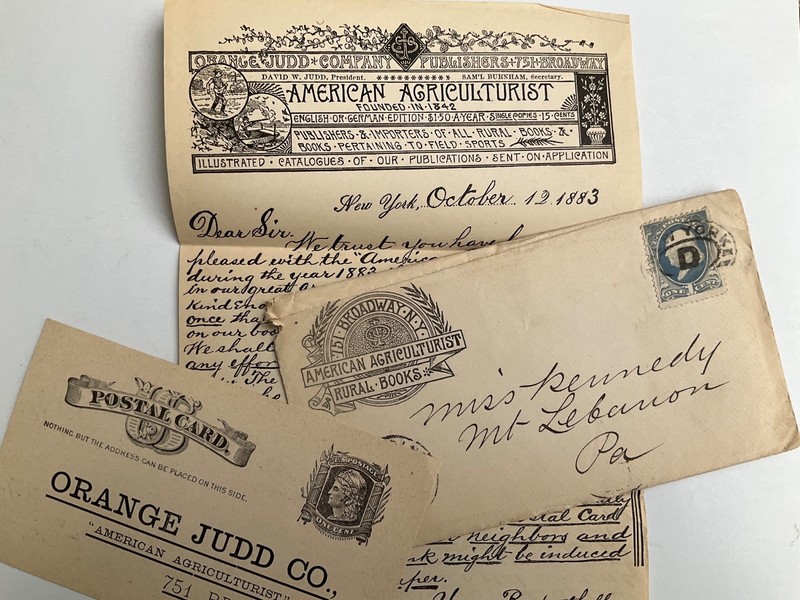 1883 American Agriculturist Orange Judd Advertising Mailer Return Card Cover WOW
