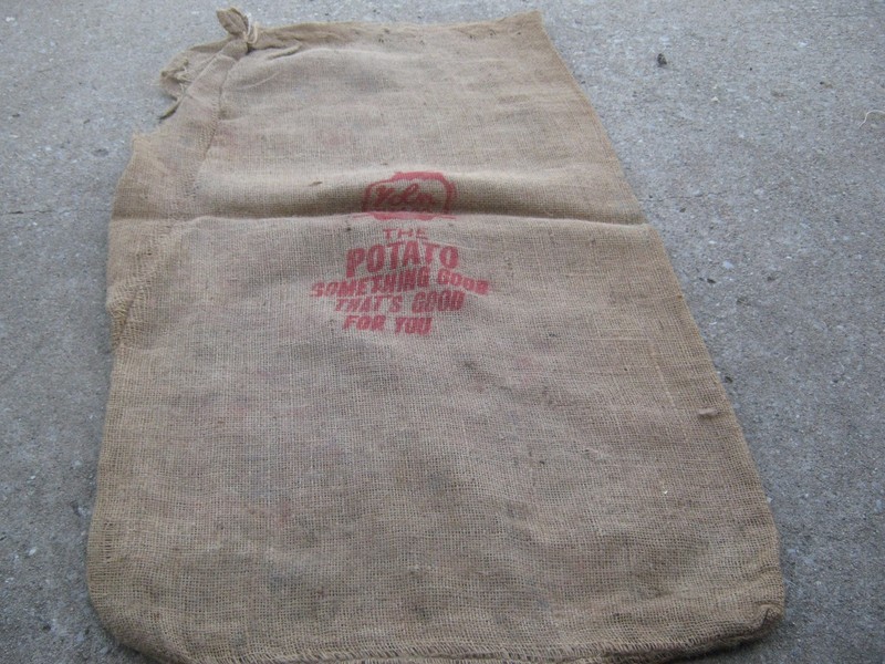 40"x24" Vintage Dean Kincaid Potatoes Palmyra Dousman WIS Boy Wheelbarrow Sack gallery