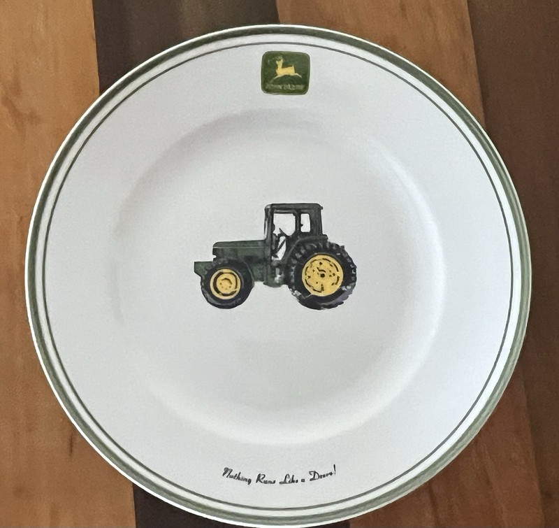 2-John Deere Nothing Runs Like A Deere 11 1/4 inch Dinner Plates Gibson Vintage