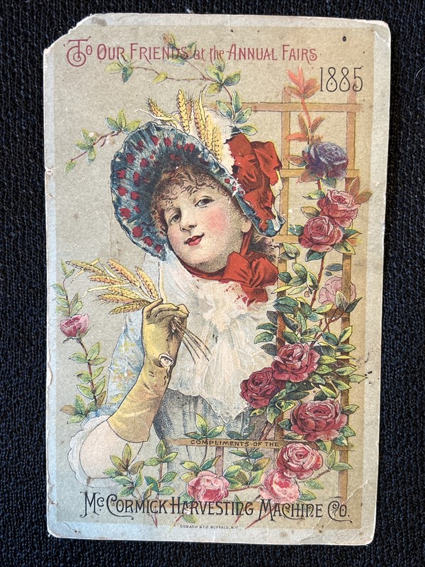 Victorian 1885 Trade Card for McCormick Harvesting Machine Reaping Steel binder