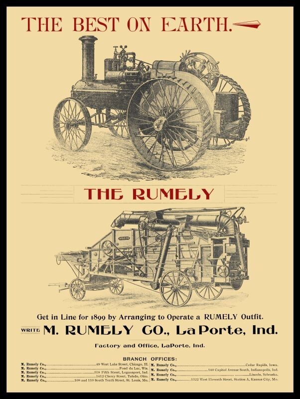 1898 Rumely Steam Tractor & Threshing Machine NEW Metal Sign: 12×16″ Ships Free