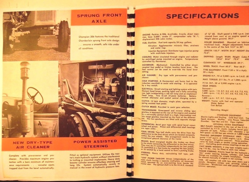 Chamberlain Champion 306 70 H.P.Sales Manual Austrailias Own Tractor Illustrated gallery