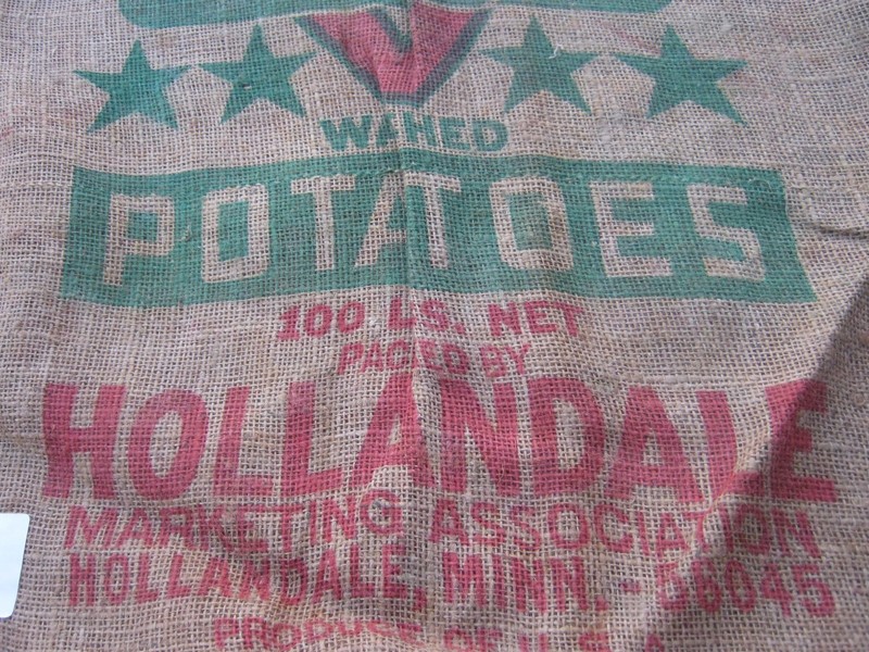 38.5"x23" Vtg Genuine Northern Grown Washed Potatoes Hollandale MINN burlap sack gallery