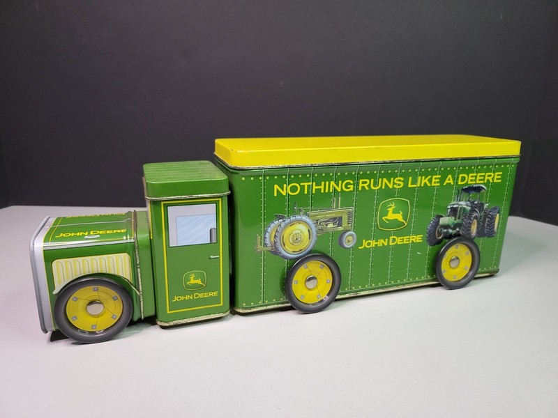 John Deere Truck Tractor 3 Compartment Tin Container The Tin Box Company gallery