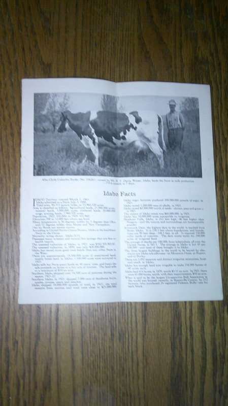 vintage pamphlet for Dairy farming in Idaho for the year 1922 Union Pacific 7C gallery