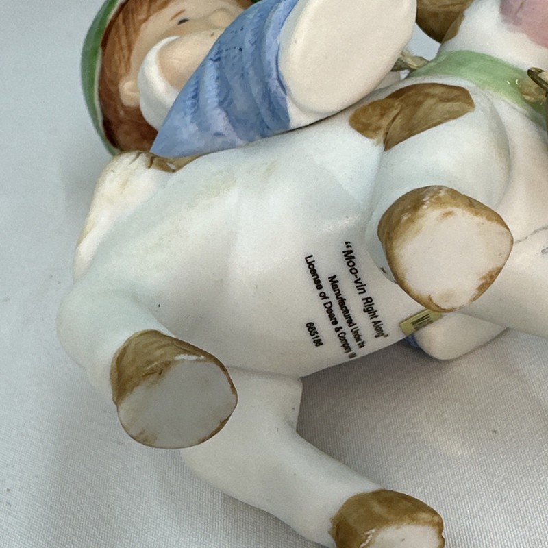 1999 Deere & Company Licensed 5" Figures Boy On Cow John Deere Bell Rings gallery
