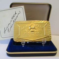 John Deere Quality Shield 4 Four Leg Deer Trademark 1984 Belt Buckle 24kt Plate