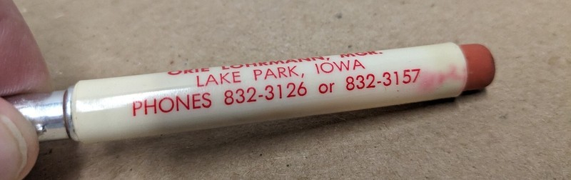Vintage Farmers Exchange Lake Park Iowa IA Bullet Pencil Orie Lohrmann Mgr gallery