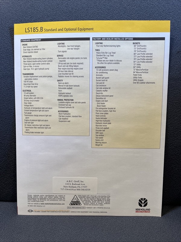 New Holland LS185.B Skid Steer Sales Brochure gallery