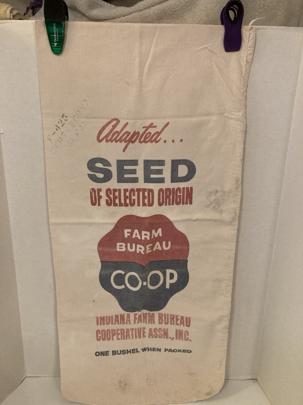 🧚🏻Vintage Indiana Farm Bureau Co-Op- One Bushel Seed Sack Bag Sz 28X14 Alfalfa