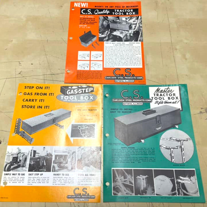 Vintage Original Carlson Steel Products Corp Gas Step Tractor Tool Box Ad Lot