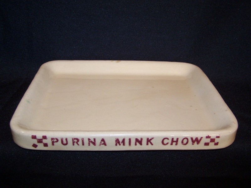 Vintage Stoneware Purina Mink Chow Advertising Tray - (1930's-1950's)