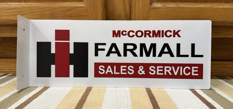 IH Farmall Flange Sign Sales Service Tractor Parts Vintage Style Wall Decor