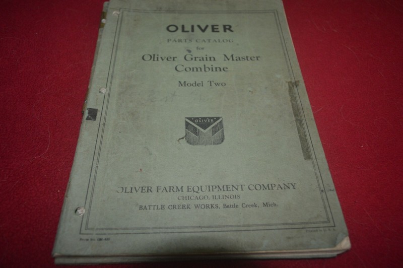 Oliver White Tractor 2 Grain Master Combine Manual TBPA