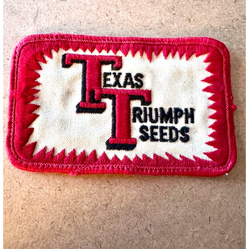 Vintage Texas Triumph Seeds Embroidered Trucker Hat Patch 4.5 x 3 Red White