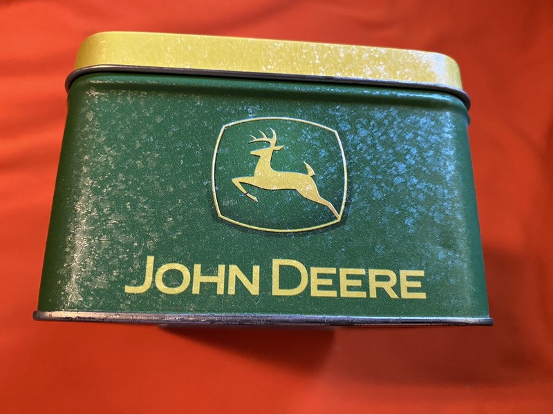 VINTAGE JOHN DEERE TIN WITH HINGED LID - CHRISTMAS FARM SCENE By R.L. Crouse gallery