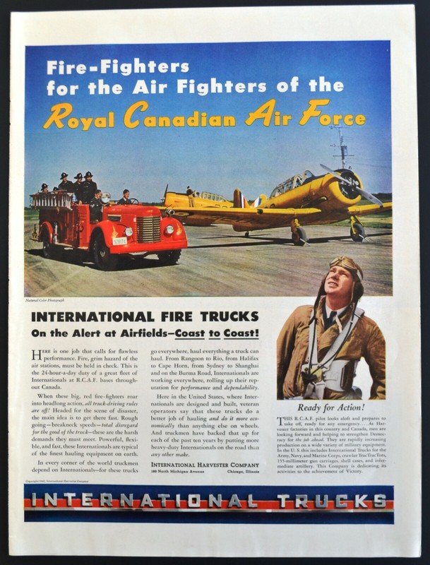 1962 INTERNATIONAL TRUCK PRINT ADS Fire Trucks Royal Canadian Air Force